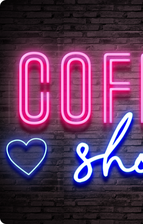 business bar and confee shop custom neon sign