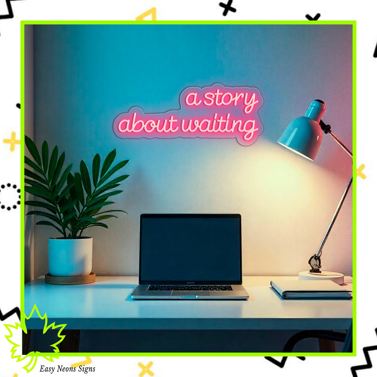 A Story About Waiting custom LED neon sign, perfect for home decor and wall art.