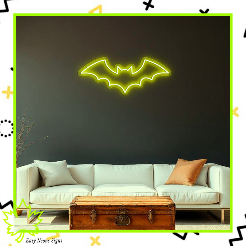 Batman Symbol Neon Sign - Custom LED Light Up Sign for Home, Bar, and Gaming Room