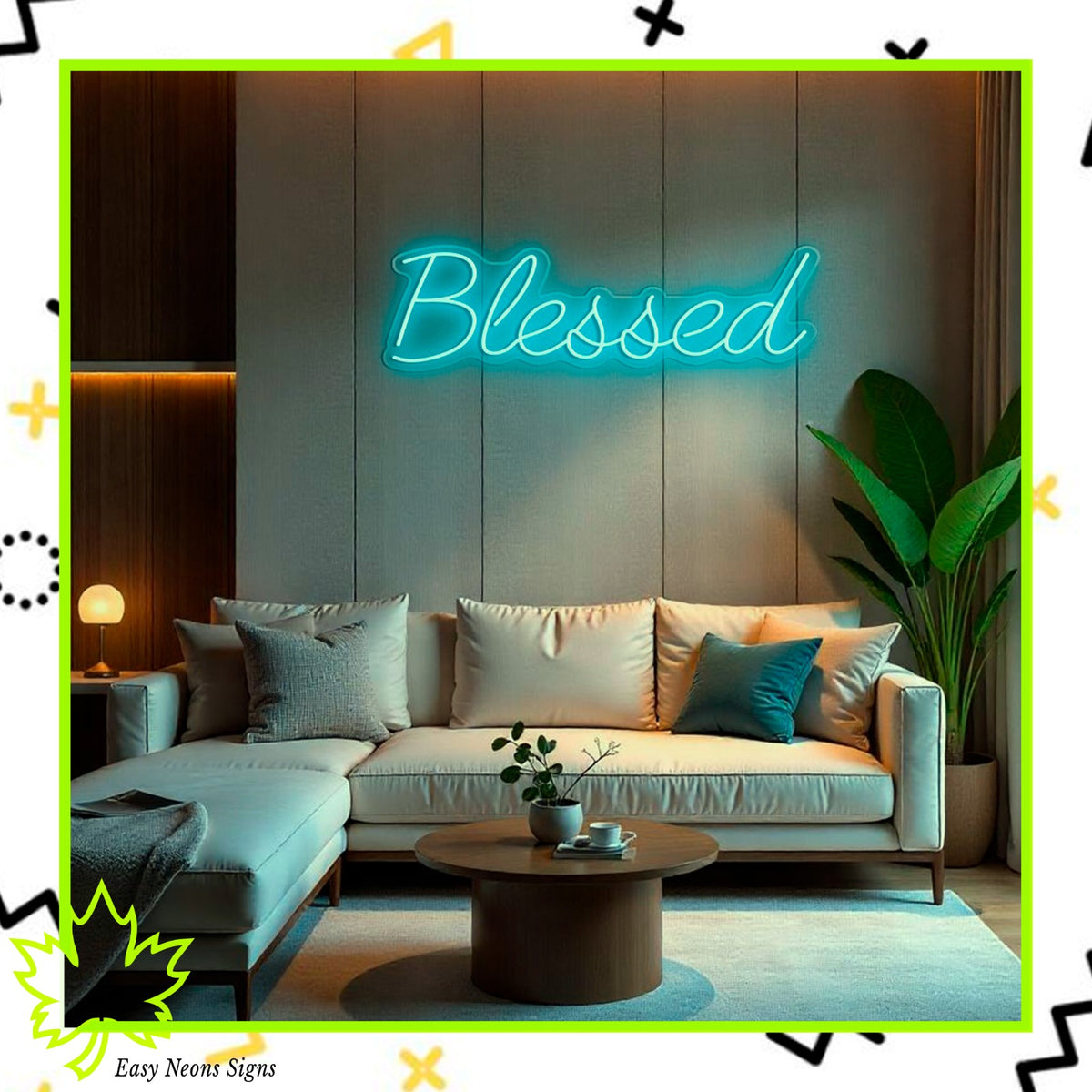 Blessed Neon Sign, custom LED neon sign, personalized neon light, neon wall sign, LED sign for home, business, and event decor.
