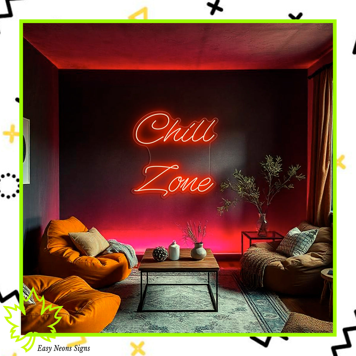 Chill Zone Neon Sign – Custom LED neon sign, neon wall sign, and personalized light-up sign for gaming rooms and lounges