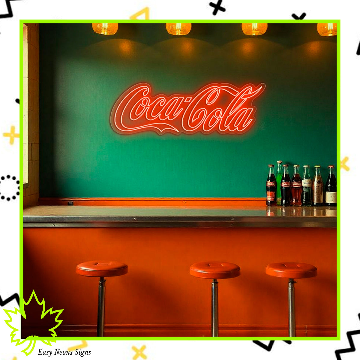 Coca-Cola Neon Sign, custom LED neon sign, personalized neon light, neon wall sign, LED sign for home, business, bar, cafe, and event decor.