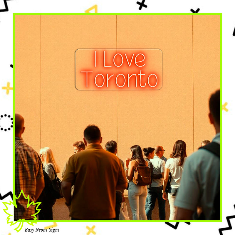 I Love Toronto Neon Sign – Custom neon LED sign, city-inspired wall art, acrylic light decor for bedrooms, offices, or businesses, made in Canada.