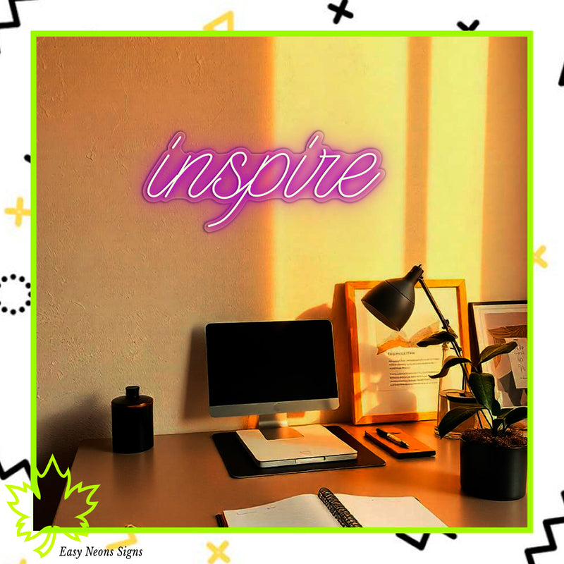 Custom LED Inspire Neon Sign – Personalized neon signs, neon name signs, and LED light signs for home or office decor.