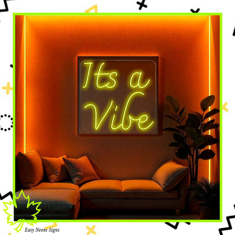 It’s A Vibe Neon Sign, custom LED neon light, neon wall sign, personalized neon signs, neon sign for room, bar, lounge, home decor, business signage.