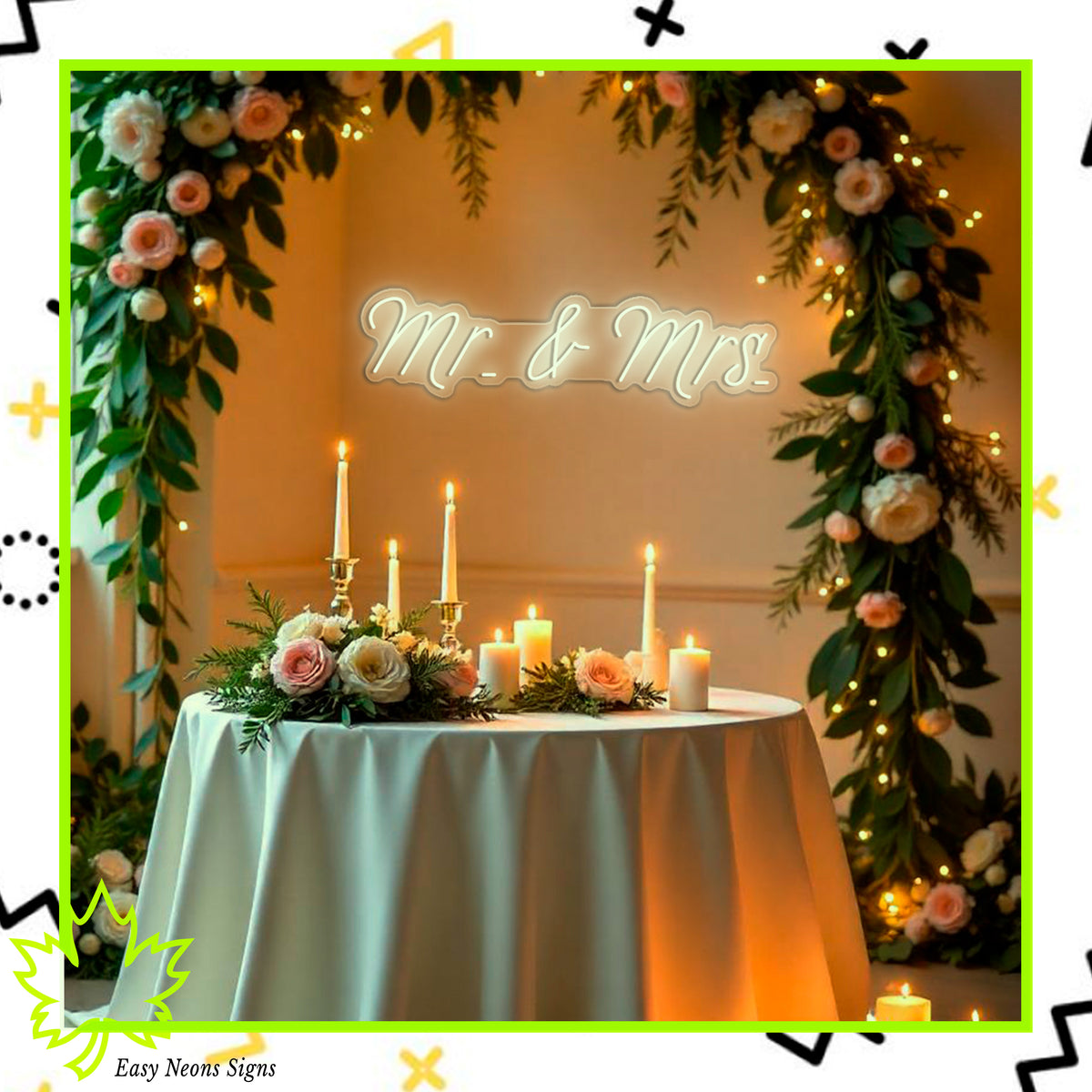 Mr and Mrs Neon Sign - Custom LED Light Up Sign for Weddings & Home Decor

