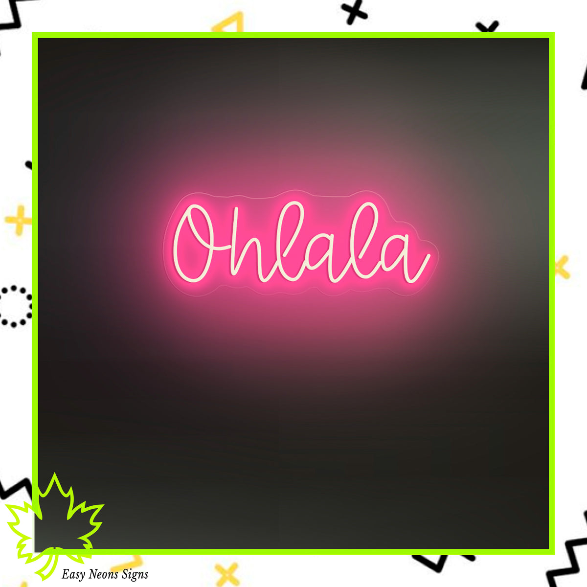 Playful Ohlala neon sign for event backdrop