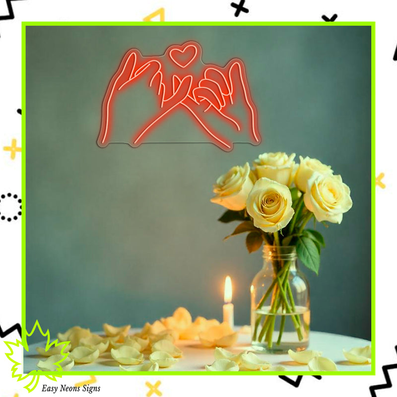 Promising Hand Neon Sign – LED light design on clear acrylic, energy-efficient and dimmable. Perfect for home or business decor.