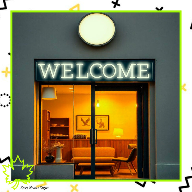 Welcome Neon Sign, custom LED neon sign, personalized neon light, neon wall sign, LED business sign, neon sign for home, office, events, open sign.
