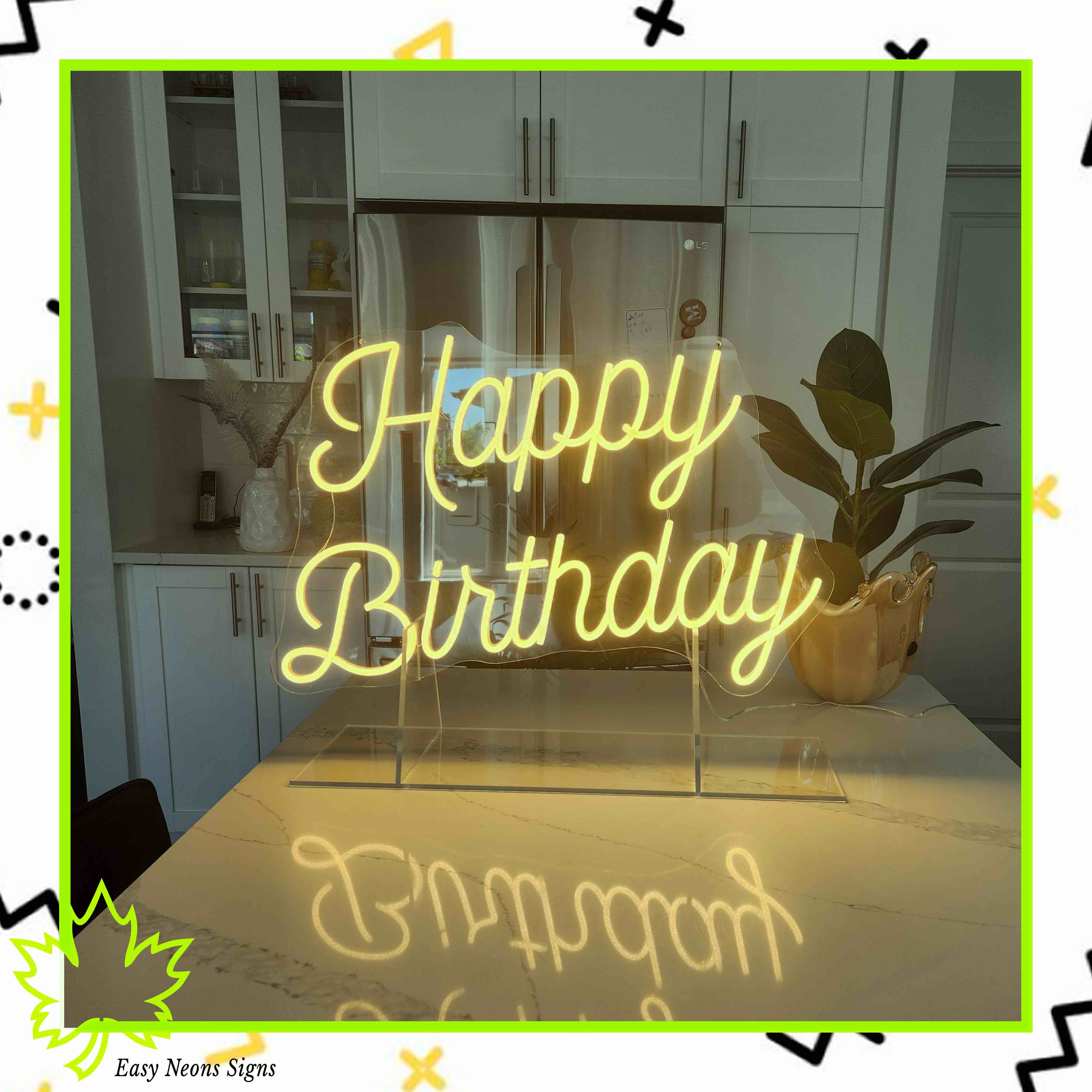 Custom happy birthday neon sign in Hamilton