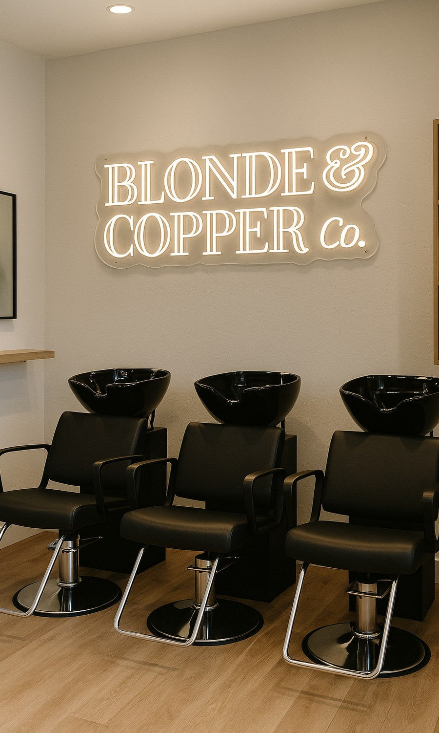 Blonde and Copper Co salon neon sign