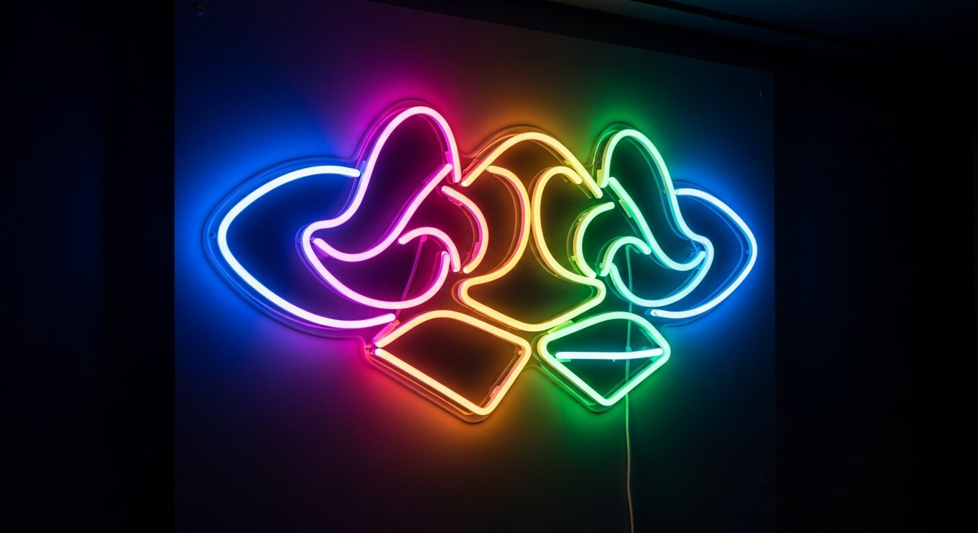 Enseigne lumineuse LED multicolore RGB dans un espace canadien moderne