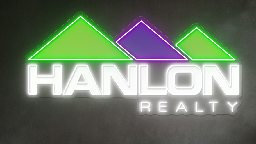 Approved mockup of the Hanlon Realty neon logo sign