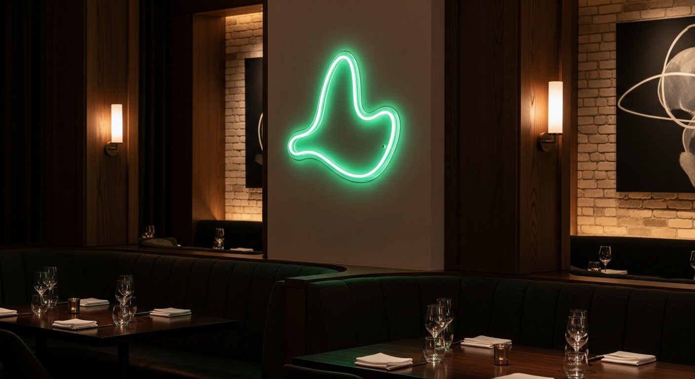Custom LED neon sign in a Canadian restaurant and cafe